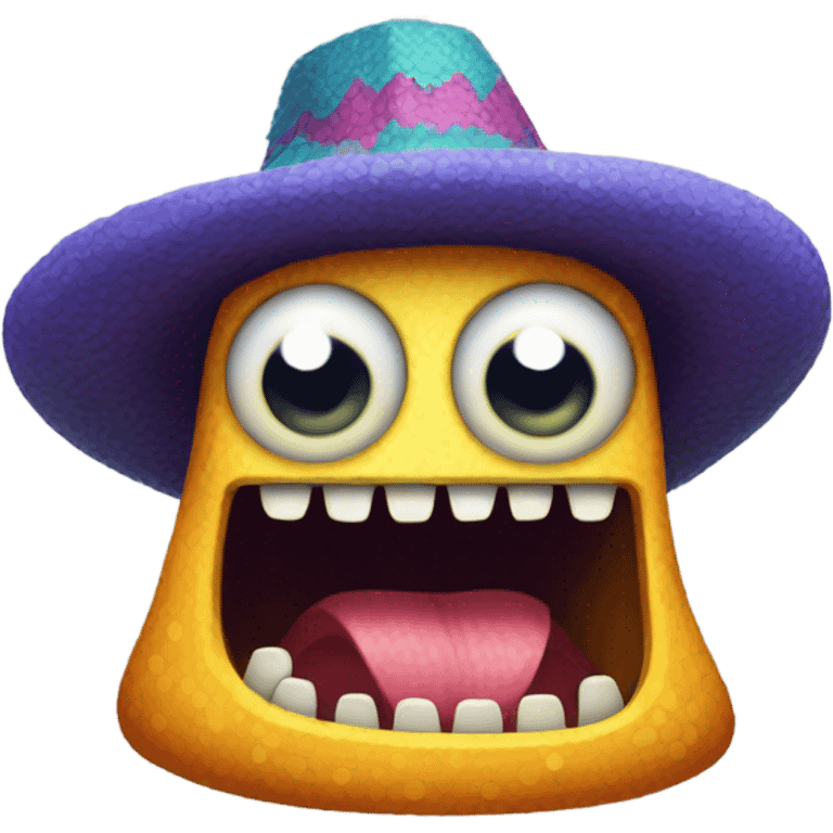 Pixel monster wearing hat emoji