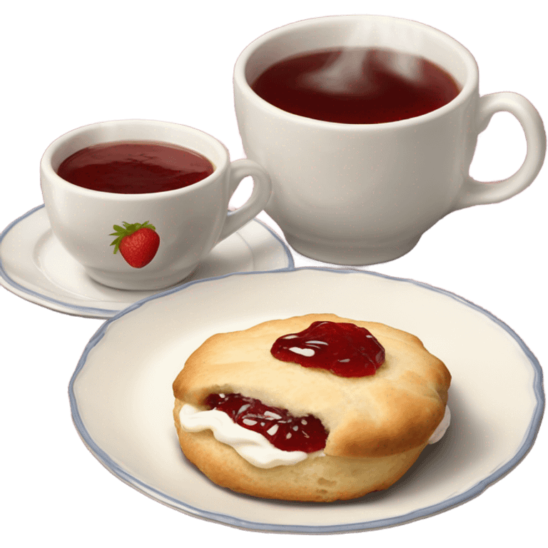 English scone with cream and jam and tea emoji