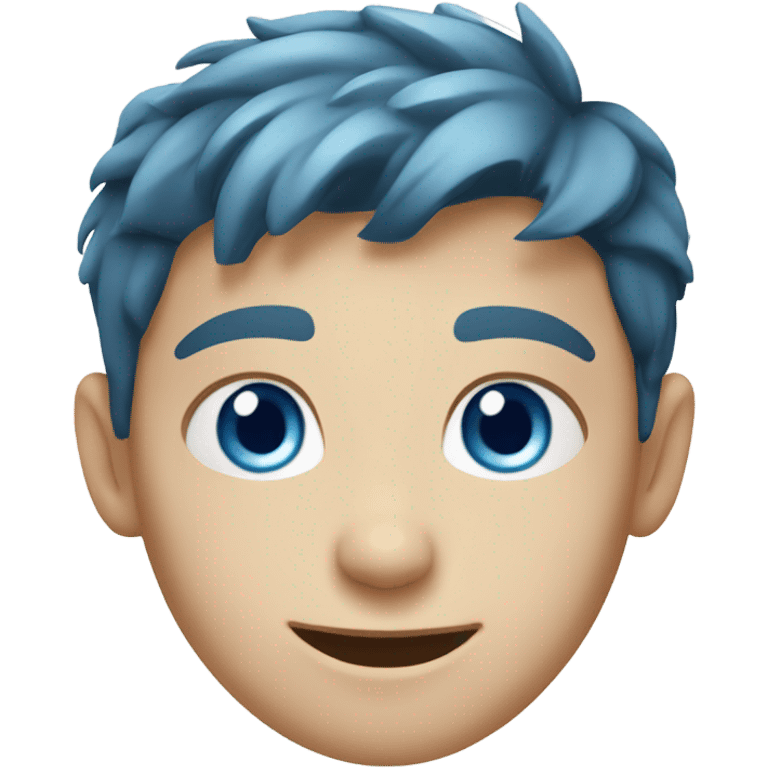 Young Caucasian boy with blue eyes and blue hair emoji