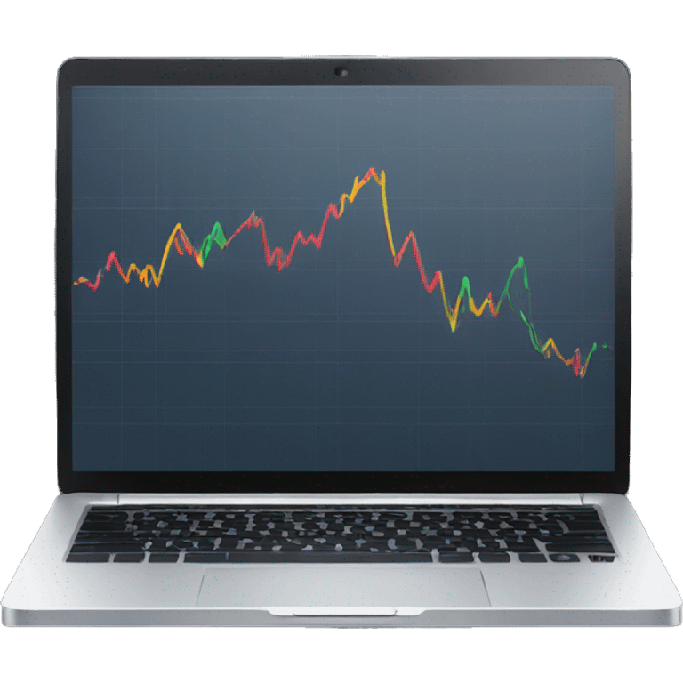 laptop with stock chart on market website emoji