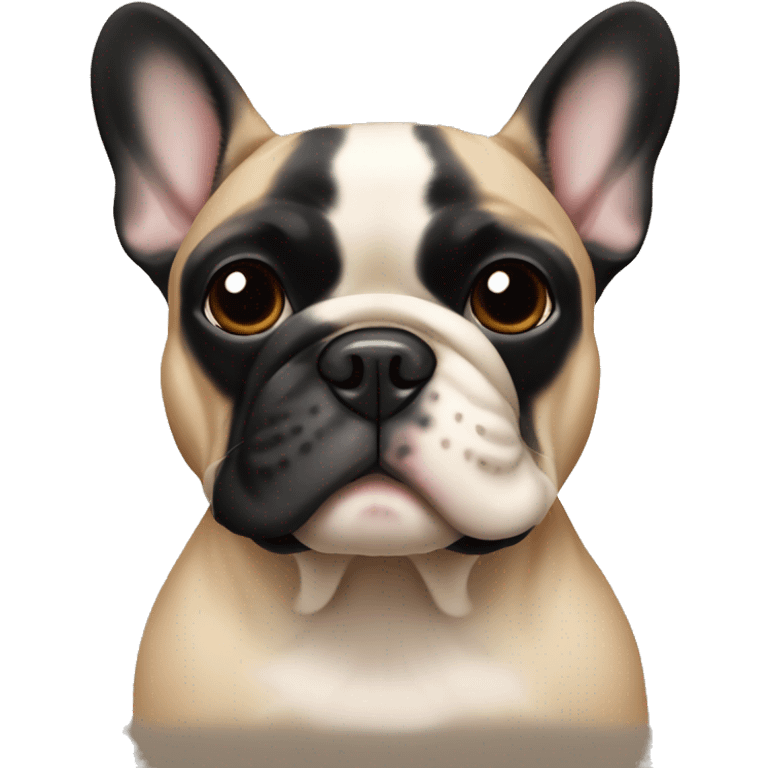 Tan French bulldog with very black face emoji