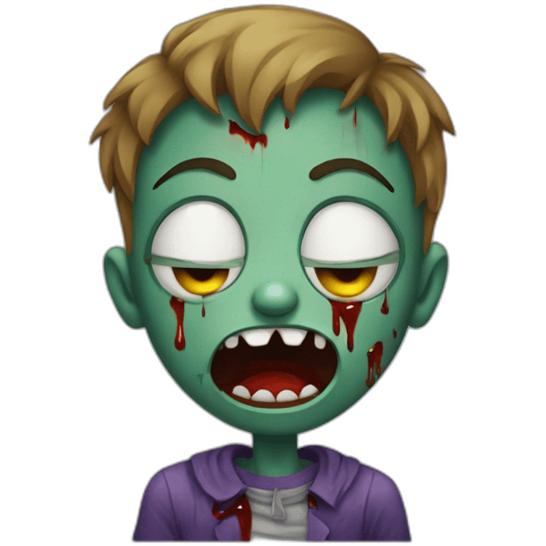 Boy dressed as a zombie crying tears for candy emoji