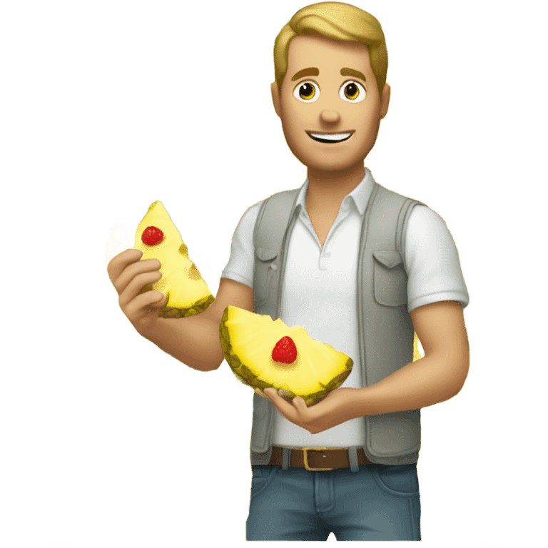 White guy eating pineapple emoji