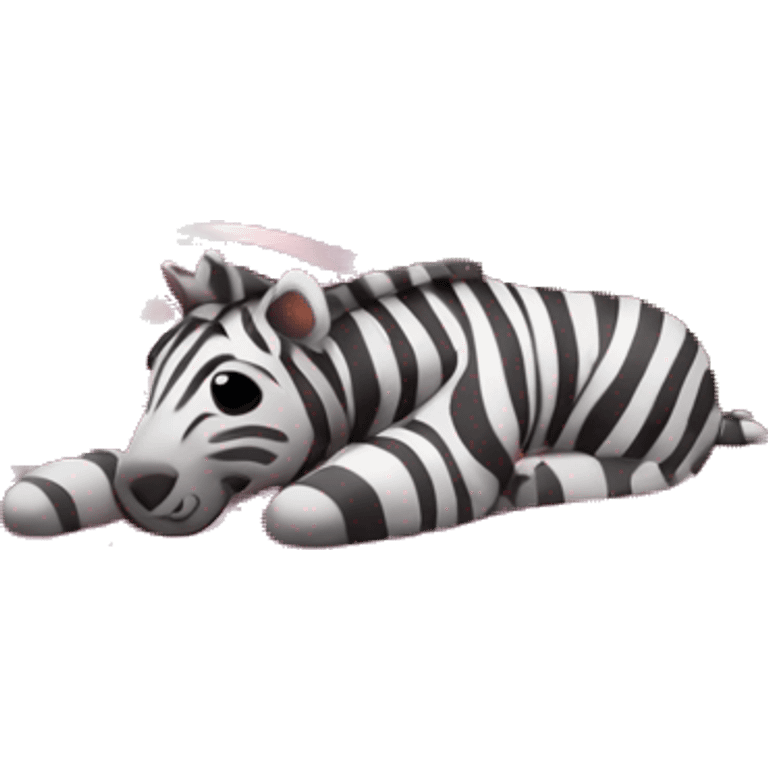 bed with pink covers and a pink teddy bear with zebra stripes on top emoji