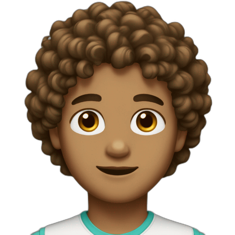 Boy,Curly hair, medium skin color brown eyes emoji