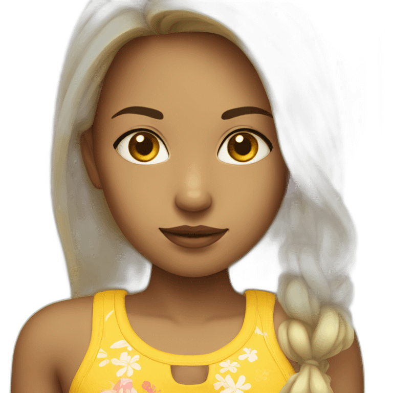 Girl with yellow skin in beach clothing emoji