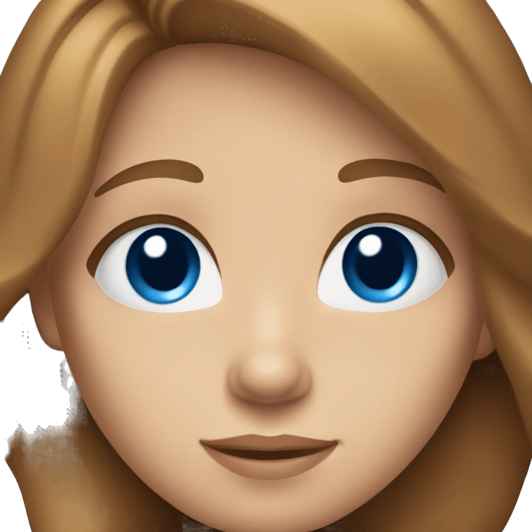 Girl with light brown chestnut hair and blue eyes  emoji