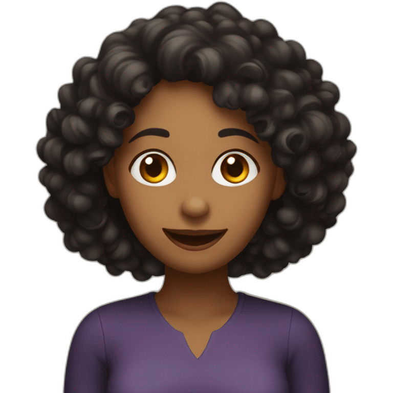 dark curly women talking happily emoji