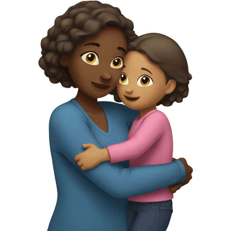 Mother huggings with a girl emoji