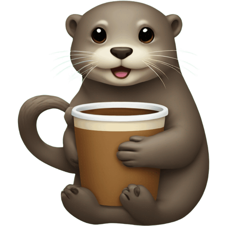 Otter drinking a coffee emoji