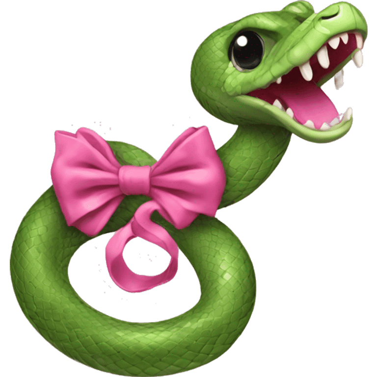 Snake with bow pink emoji