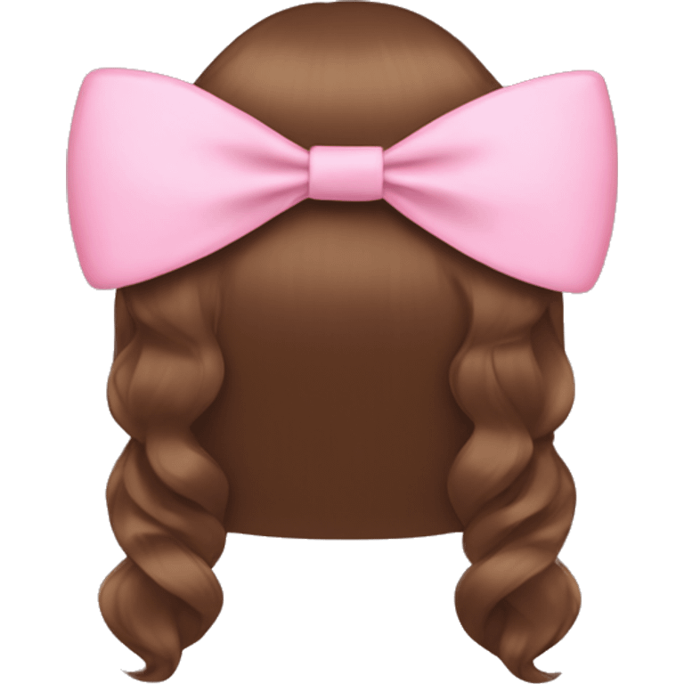 brown open hair from behind with a pastel pink bow emoji