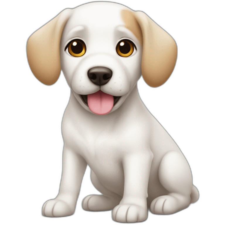 cute white dog with half head bnrown emoji