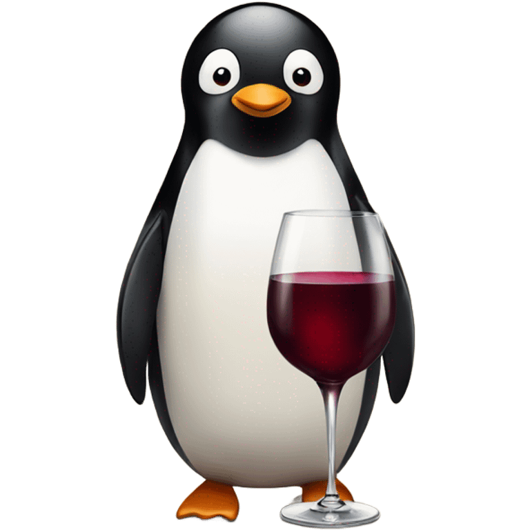 Penguin with wine emoji