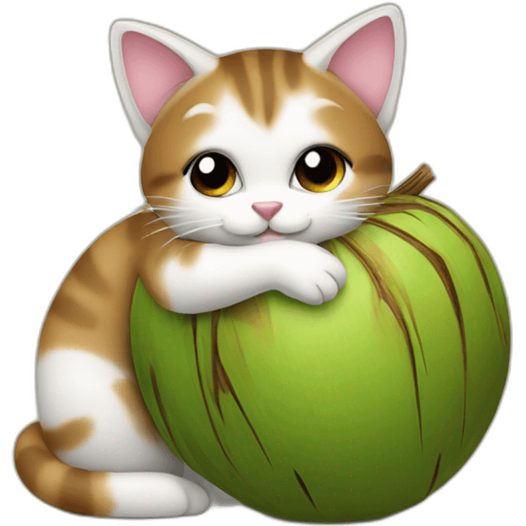 cat hugging coconut emoji