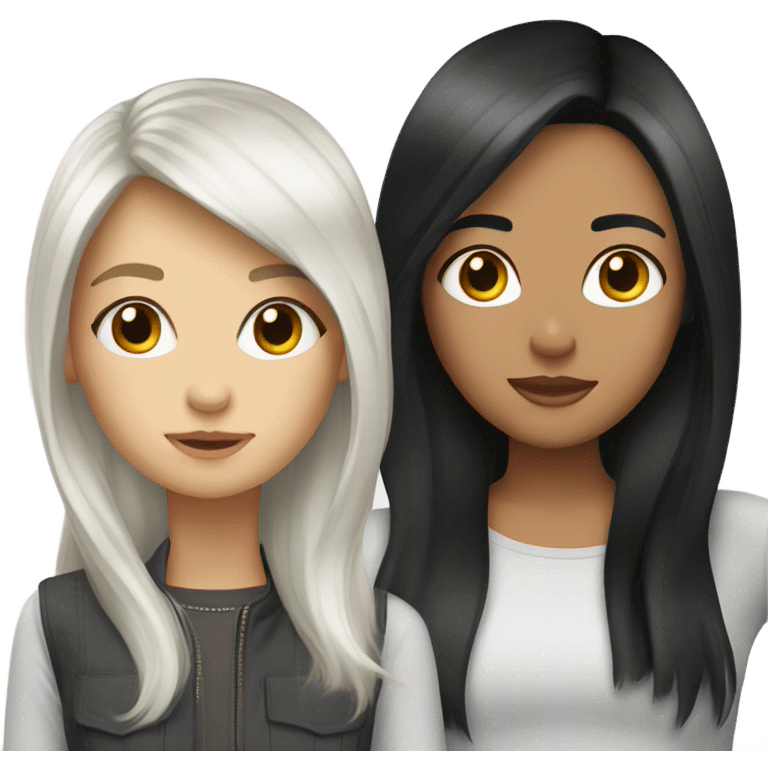 blode and black-hair girls emoji