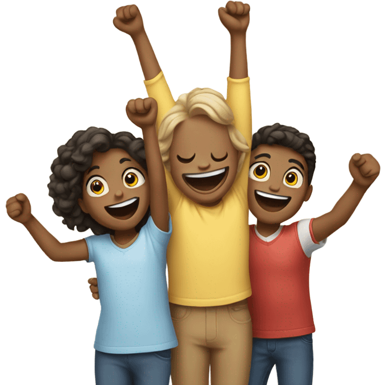 Three friends cheering emoji