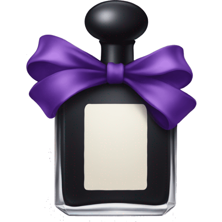 Black dainty perfume bottle with dark purple bow emoji