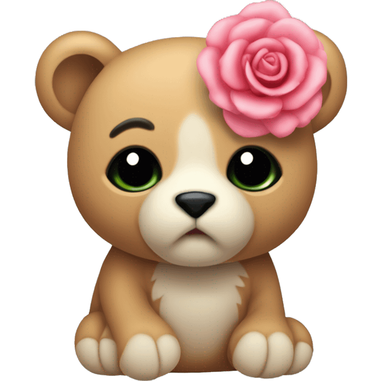 Osito de peluche con una rosa marchita en su mano emoji