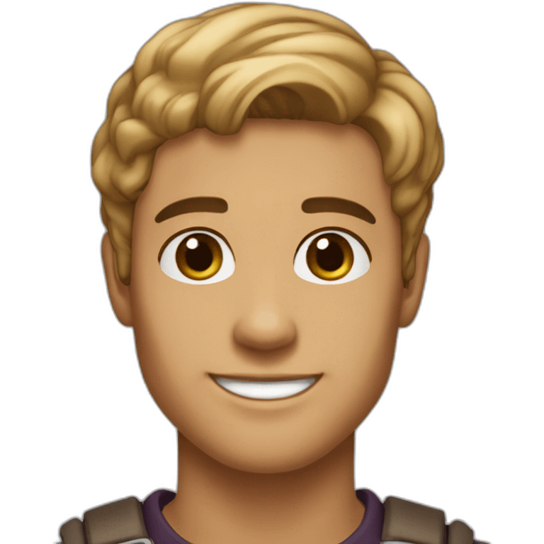 25-year-old light skin tanned mail with dark brown hair and dark brown eyes with a more square face smiling pleasantly emoji