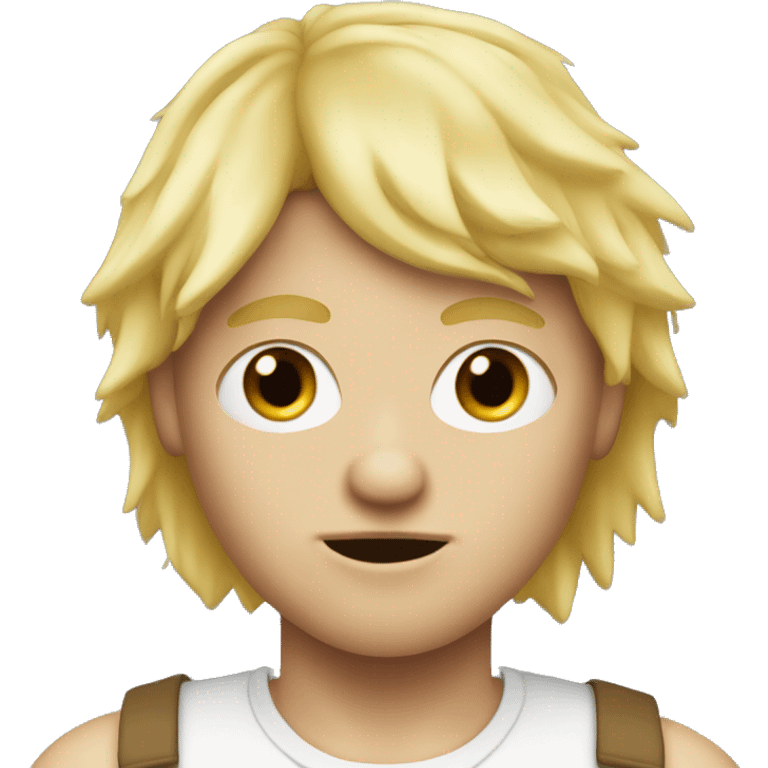 Super ugly kid with a blonde straight mullet emoji