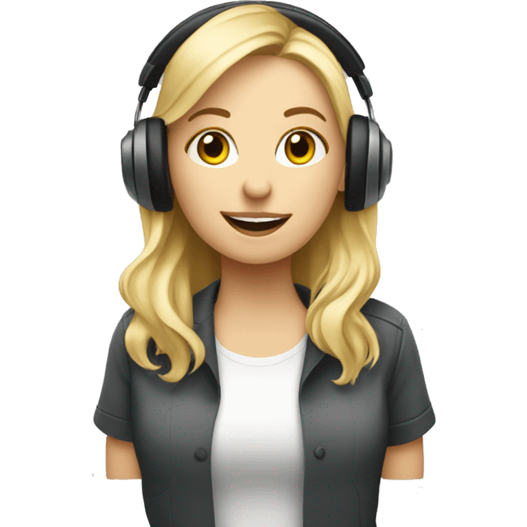 Audio technician blonde girl with an audio desk emoji