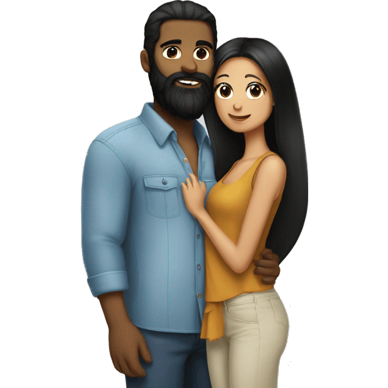 man with beard and black haïr kiss brunette girl  emoji