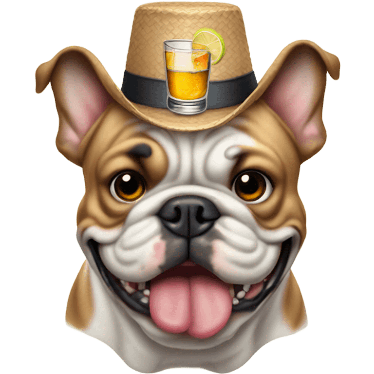 English bulldog toasting with tequila emoji