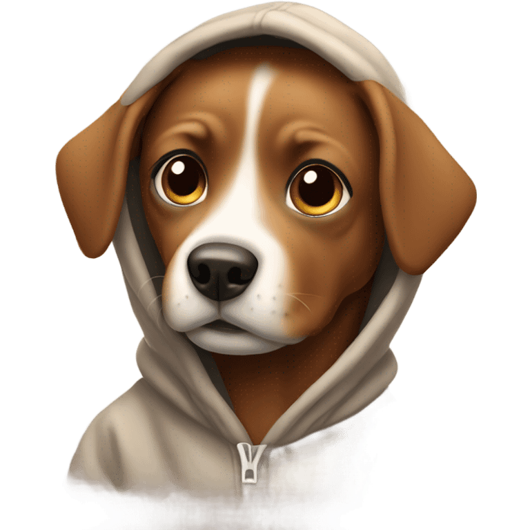 Brown little dog wearing hoodie emoji