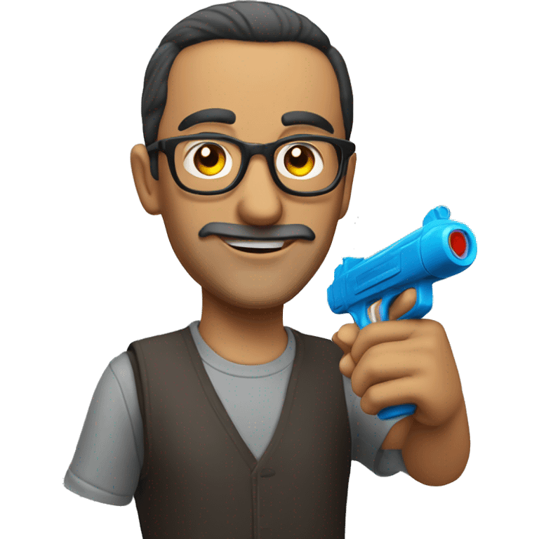 turkish man with glasses pointing a watergun emoji