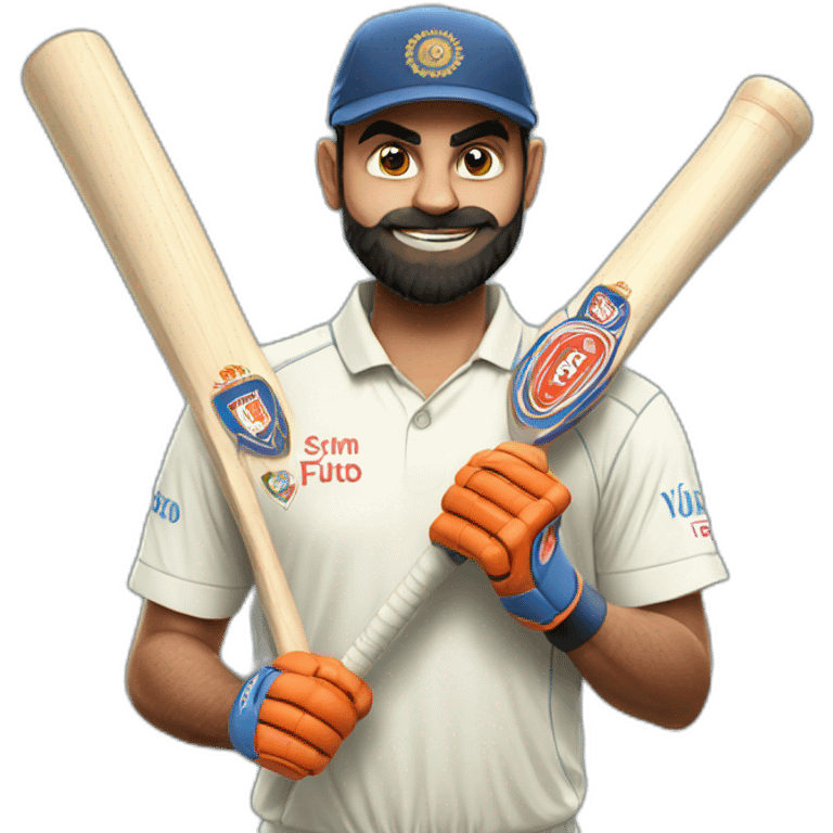 Virat kohli with bat in hand emoji