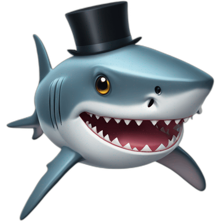 Shark with a top hat emoji