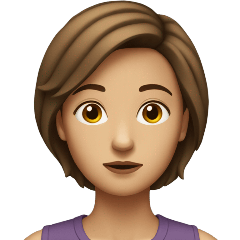 Woman with brown short hair figuring it out emoji