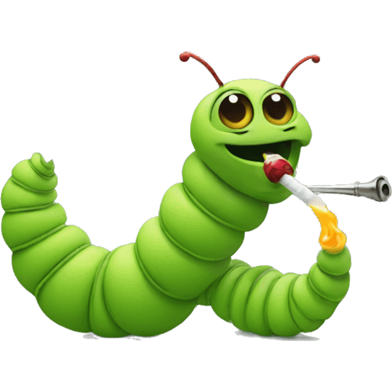 Caterpillar smoking out of a hookah emoji