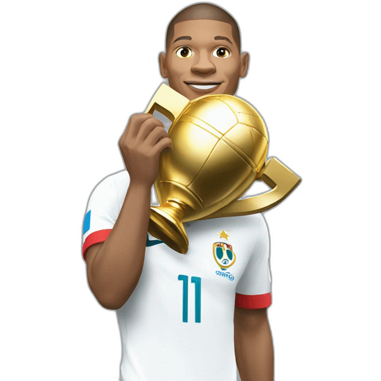 mbappé with the world cup trophy  emoji