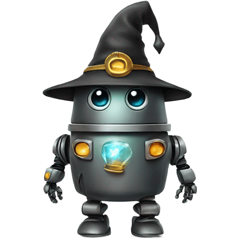 cute robot in a wizard's hat emoji