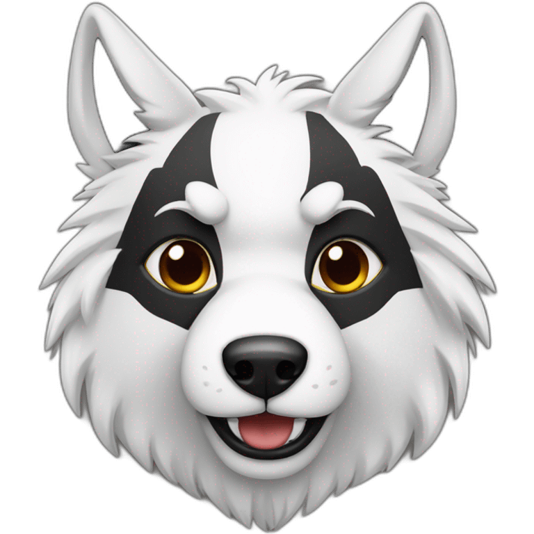 lobo preto e branco com cara de bravo emoji