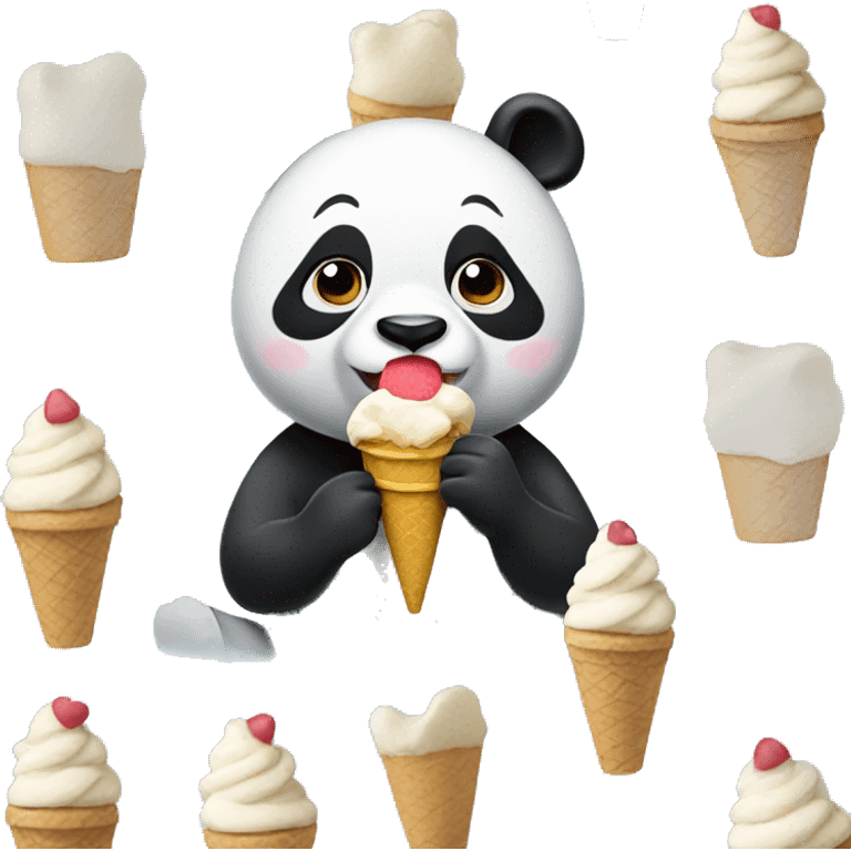 Panda eating ice cream emoji