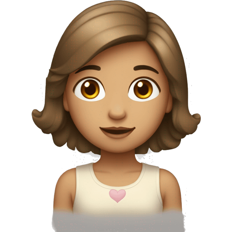 Una niña con pelo marrón claro con un corazón blanco emoji