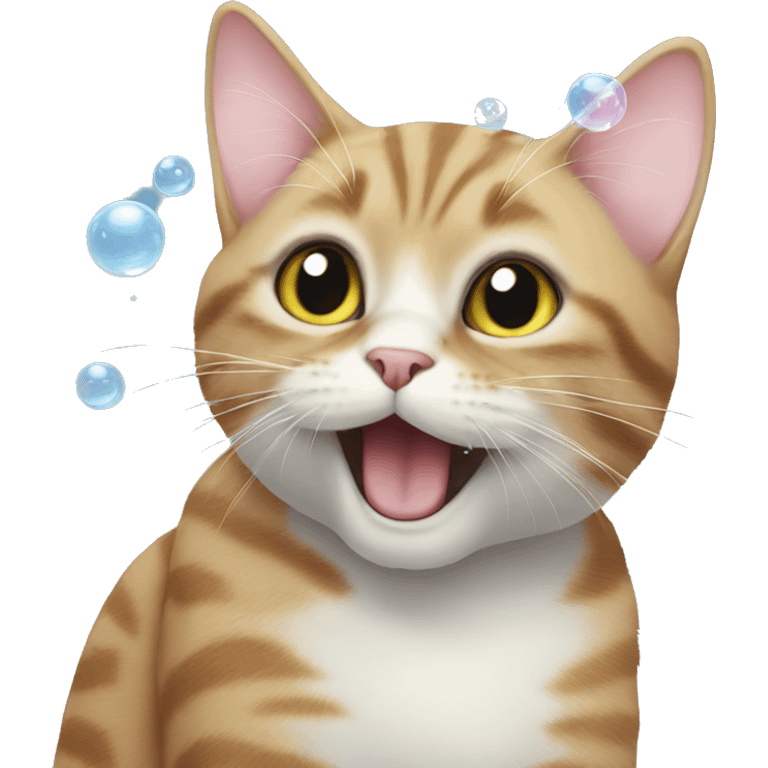 Cat playing with bubbles emoji