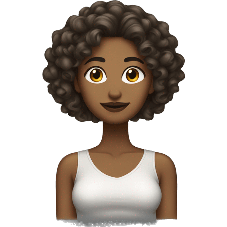 woman dark olive skin long curly hair emoji