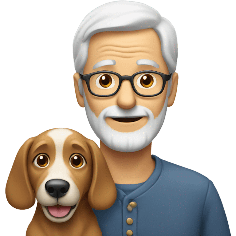 Old man praising a dog with glasses  emoji