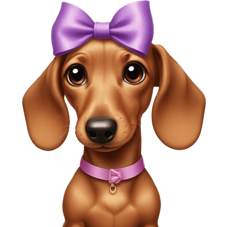 Tiny Dachshund with a bow on forehead  emoji