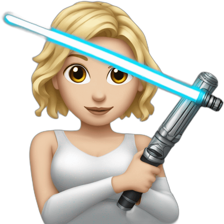 Sexy white girl holding lightsaber emoji