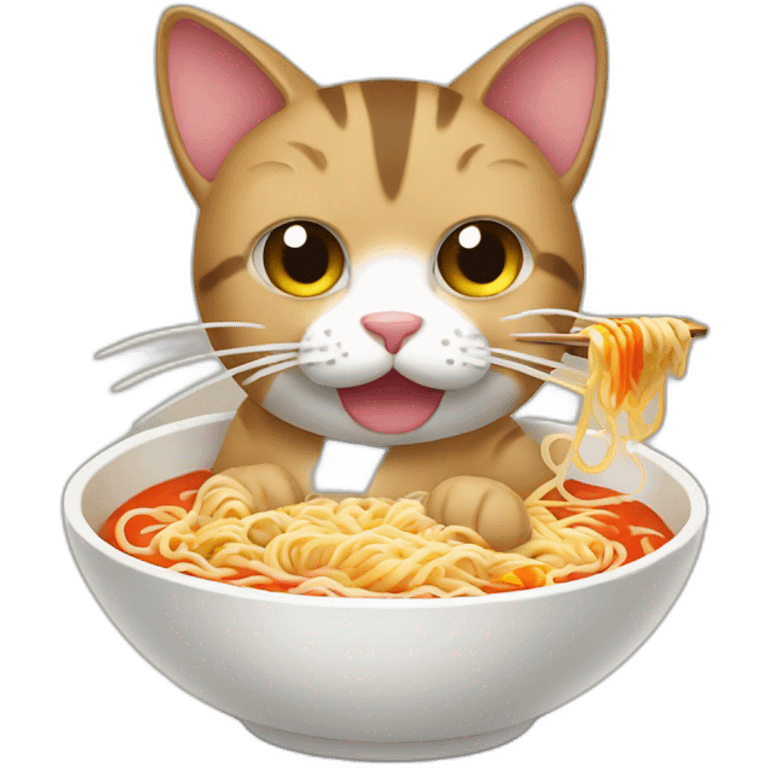 cat eating ramen emoji