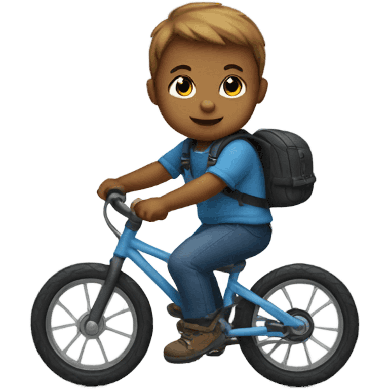 A baby boy holding a mountain riding a bike emoji