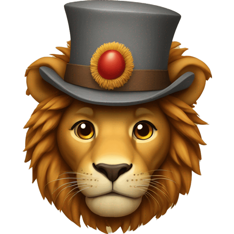 Lion wearing turkey hat emoji