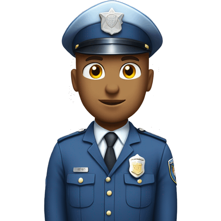 A WHITE Police man bald with blue uniform and cap with Big ANGEL WINGS emoji