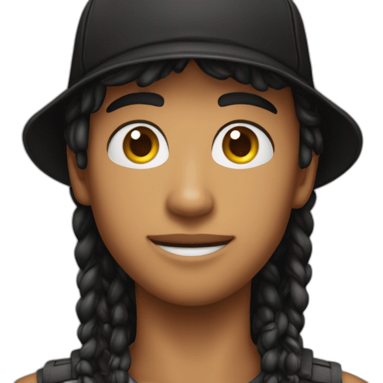 Joven con gorra negra para atras emoji