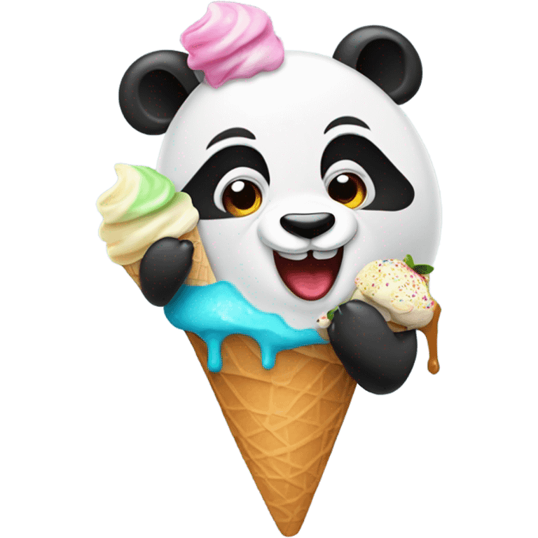 Panda eating ice cream emoji